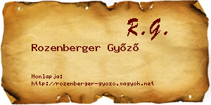 Rozenberger Győző névjegykártya